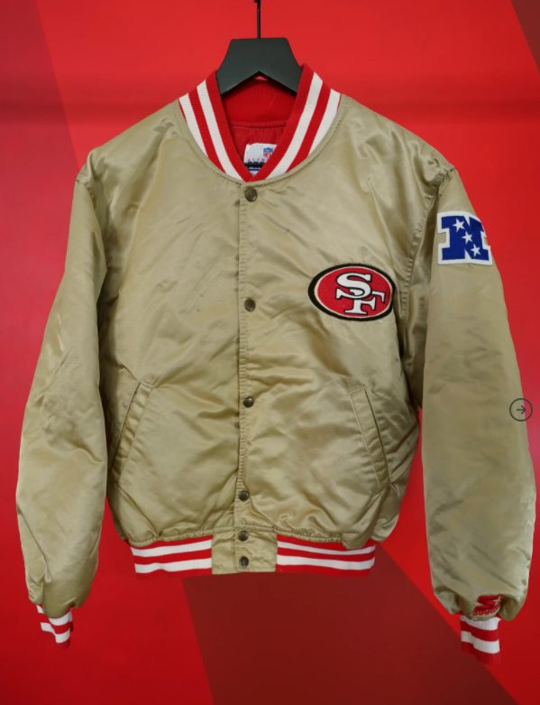 Vintage Tilted Brim 90s Satin Starter 49ers Jacket - Gold/Red,/White